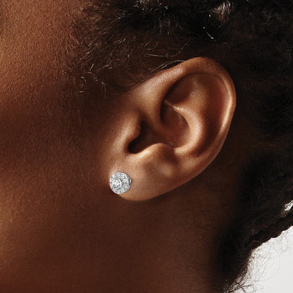 14K Weißgold Ohrstecker mit 0,75 ct. Laborgezüchtetem Diamant, Rund, Halo-Fassung, VS/SI+ G+