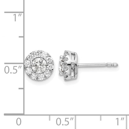 14K Weißgold Ohrstecker mit 0,75 ct. Laborgezüchtetem Diamant, Rund, Halo-Fassung, VS/SI+ G+