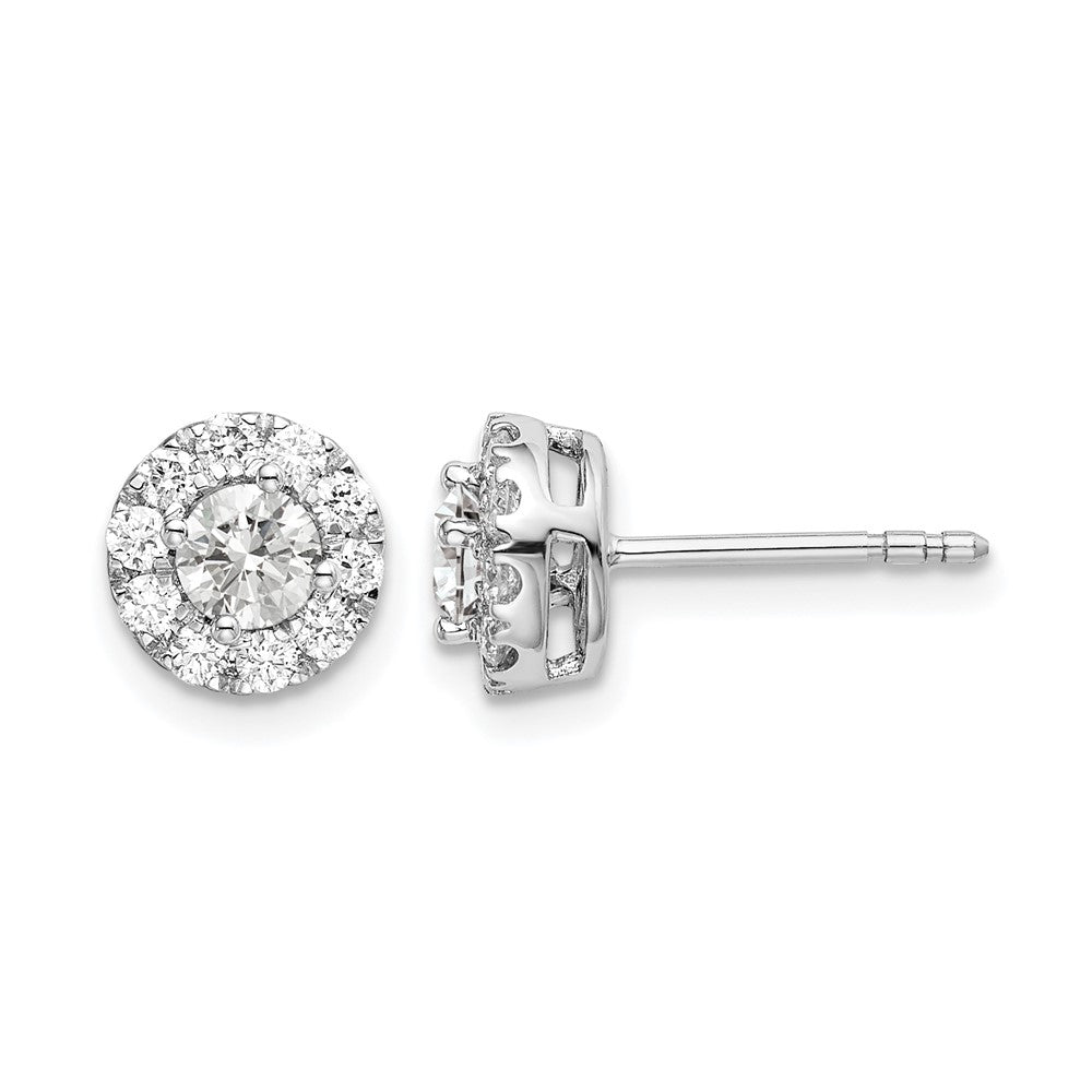 14K Weißgold Ohrstecker mit 0,75 ct. Laborgezüchtetem Diamant, Rund, Halo-Fassung, VS/SI+ G+