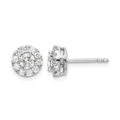 14K Weißgold Ohrstecker mit 0,75 ct. Laborgezüchtetem Diamant, Rund, Halo-Fassung, VS/SI+ G+