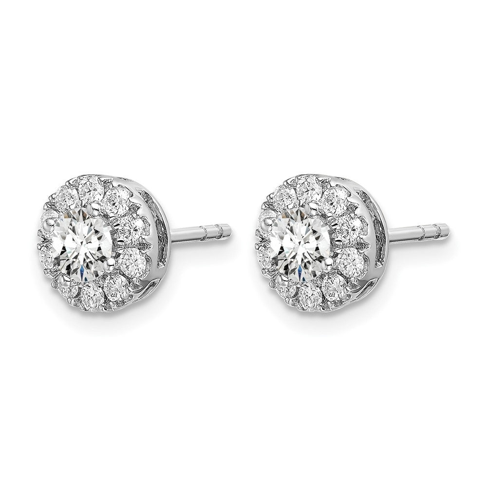 14K Weißgold Ohrstecker mit 1 ct. im Labor gezüchteten Diamanten, rundem Halo, VS/SI+ G+