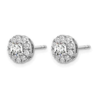 14K Weißgold Ohrstecker mit 1 ct. im Labor gezüchteten Diamanten, rundem Halo, VS/SI+ G+
