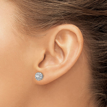 14K Weißgold Ohrstecker mit 1 ct. im Labor gezüchteten Diamanten, rundem Halo, VS/SI+ G+