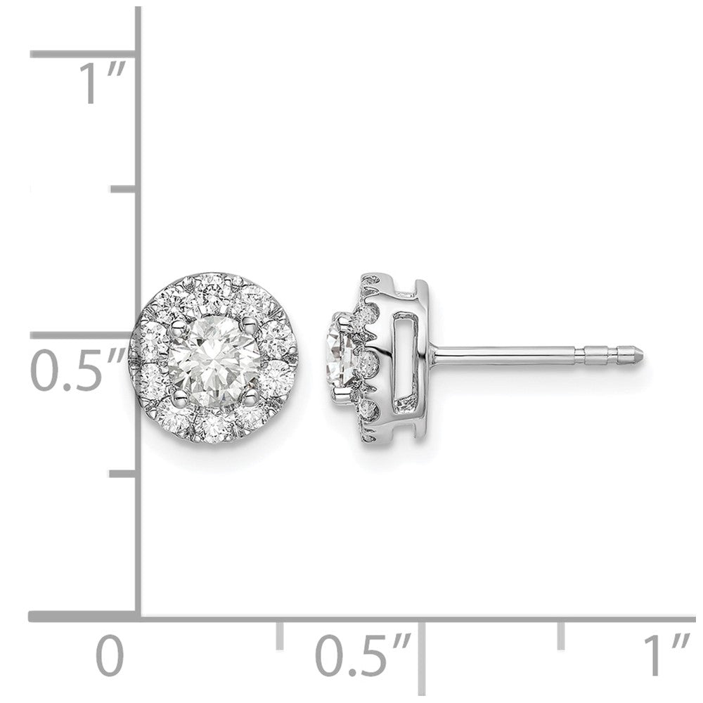 14K Weißgold Ohrstecker mit 1 ct. im Labor gezüchteten Diamanten, rundem Halo, VS/SI+ G+