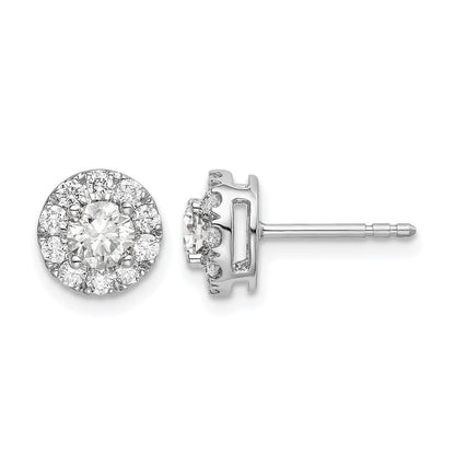 14K Weißgold Ohrstecker mit 1 ct. im Labor gezüchteten Diamanten, rundem Halo, VS/SI+ G+