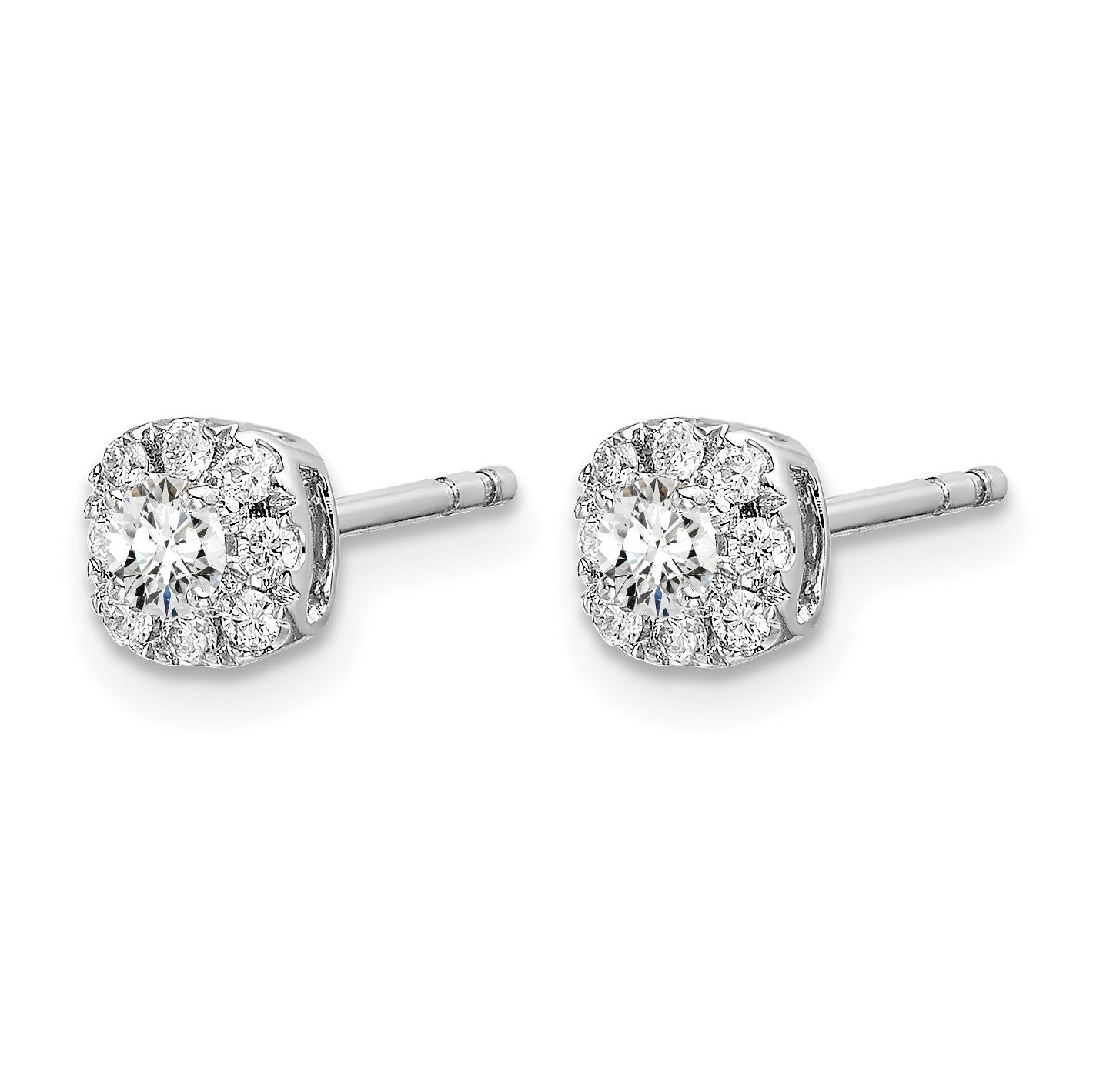 14K Weißgold Ohrstecker mit Kissenform-Halo, komplett besetzt mit 0,33 ct. Labor gezüchteten Diamanten, VS/SI+ G+