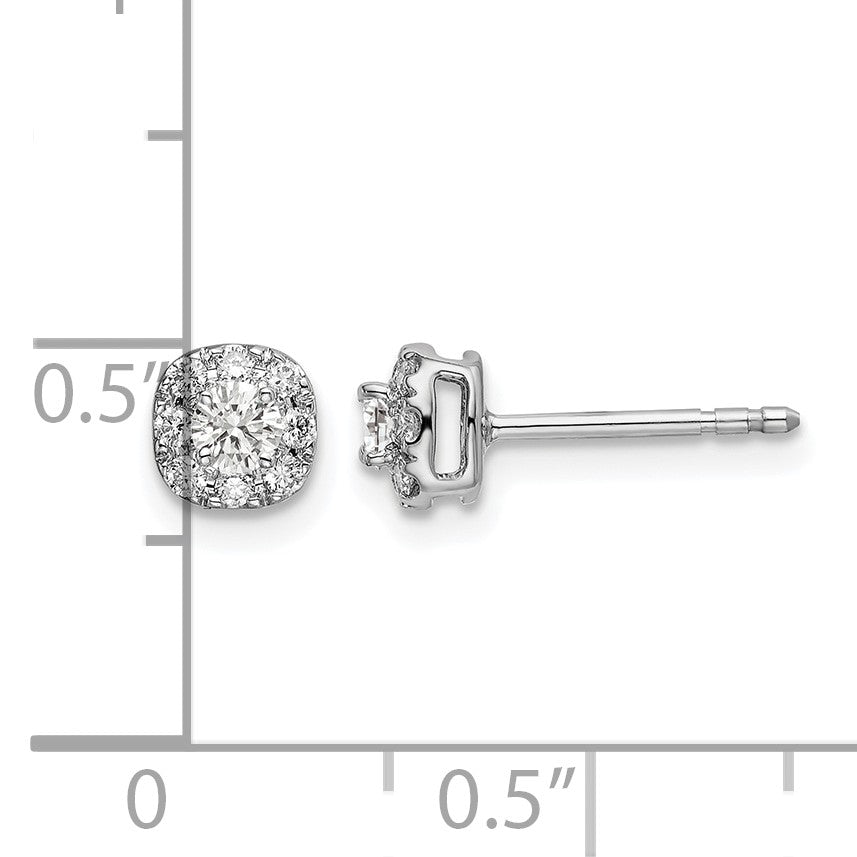 14K Weißgold Ohrstecker mit Kissenform-Halo, komplett besetzt mit 0,33 ct. Labor gezüchteten Diamanten, VS/SI+ G+