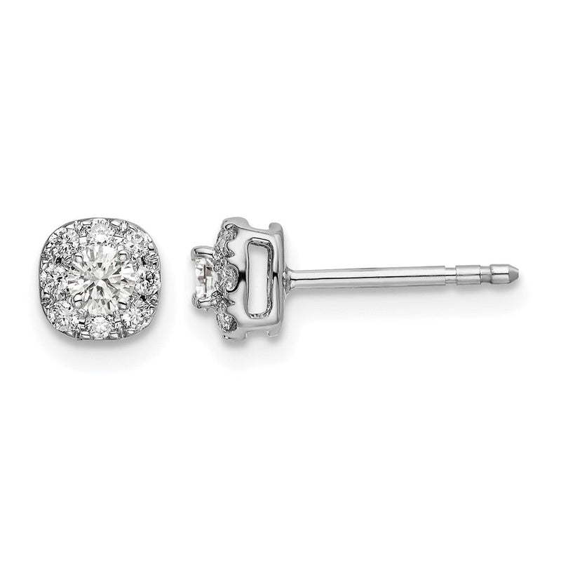 14K Weißgold Ohrstecker mit Kissenform-Halo, komplett besetzt mit 0,33 ct. Labor gezüchteten Diamanten, VS/SI+ G+