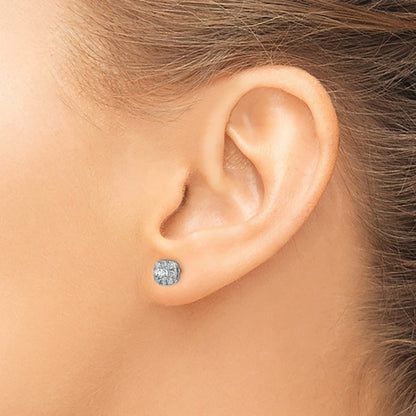 14K Weissgold Ohrstecker mit 0,5 ct. Labor-Diamanten im Kissenschliff, Halo-Fassung, VS/SI+ G+