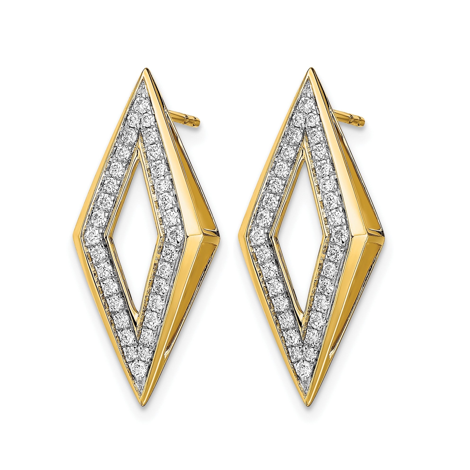 14K Gelbgold Polierte Echte Diamant-Ohrstecker