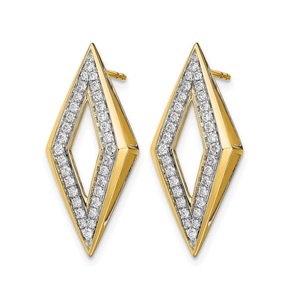 14K Gelbgold Polierte Echte Diamant-Ohrstecker