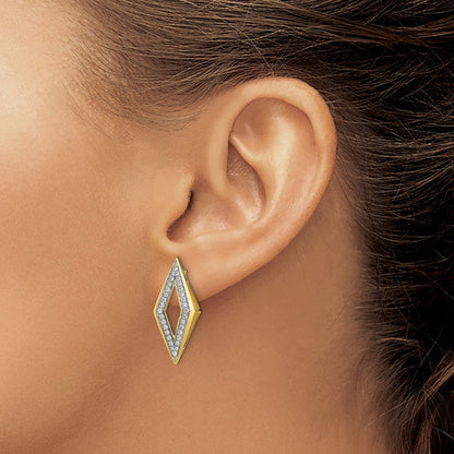 14K Gelbgold Polierte Echte Diamant-Ohrstecker