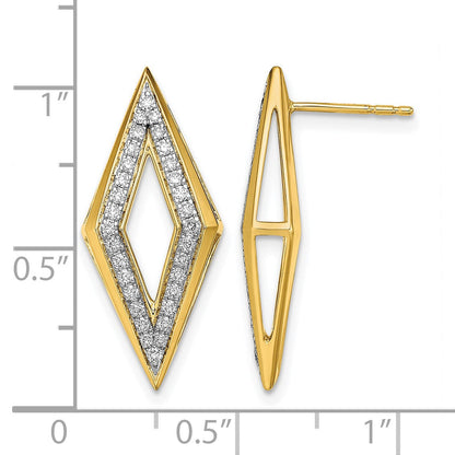 14K Gelbgold Polierte Echte Diamant-Ohrstecker