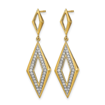 14K Gelbgold Polierte Diamant-Ohrhänger mit Steckverschluss