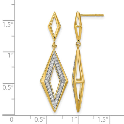14K Gelbgold Polierte Diamant-Ohrhänger mit Steckverschluss