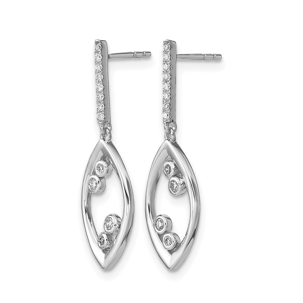 14K Weißgold polierte Fancy-Diamant-Ohrhänger mit Echtdiamant-Stecker