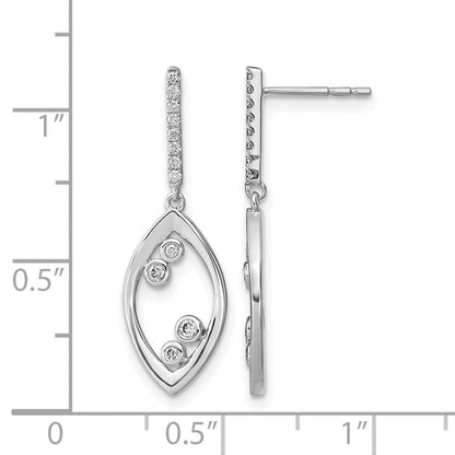 14K Weißgold polierte Fancy-Diamant-Ohrhänger mit Echtdiamant-Stecker