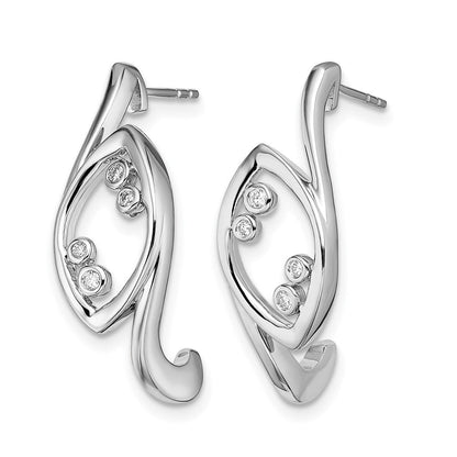 14K Weißgold Ohrstecker mit echten Diamanten, ausgefallenes Design