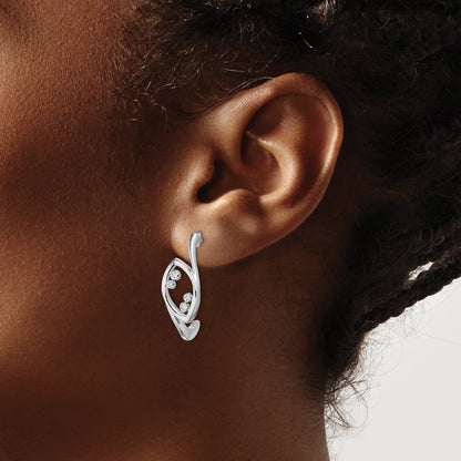 14K Weißgold Ohrstecker mit echten Diamanten, ausgefallenes Design