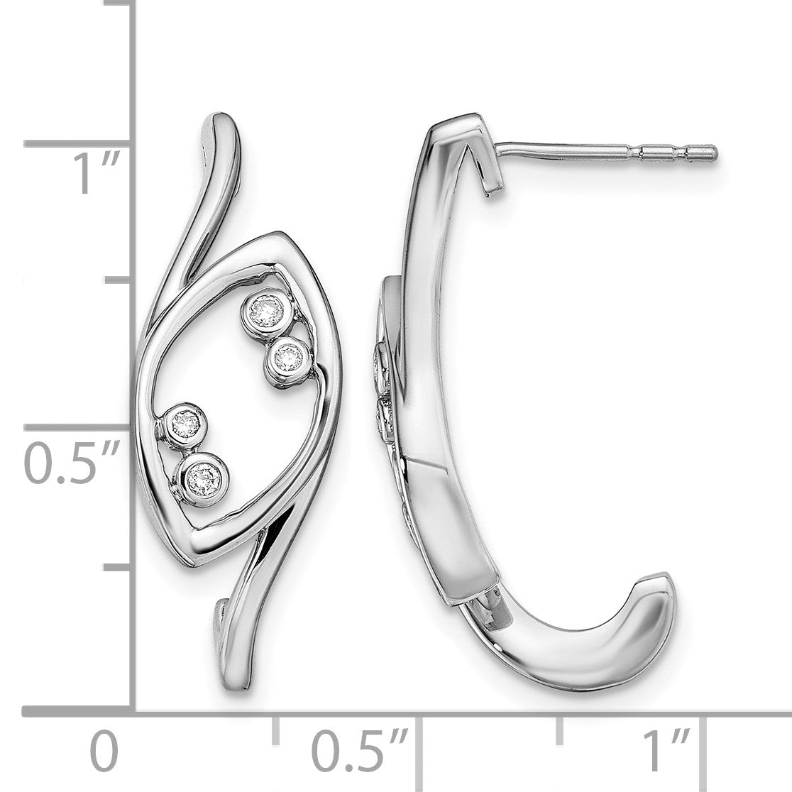 14K Weißgold Ohrstecker mit echten Diamanten, ausgefallenes Design