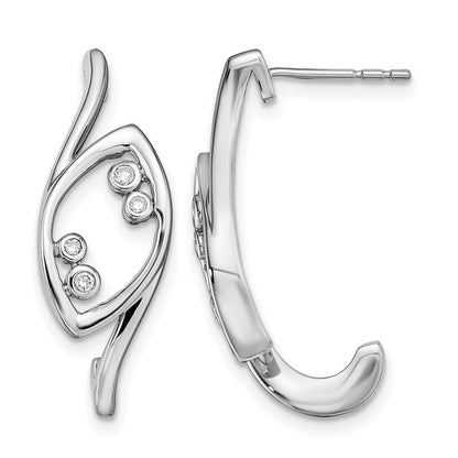 14K Weißgold Ohrstecker mit echten Diamanten, ausgefallenes Design