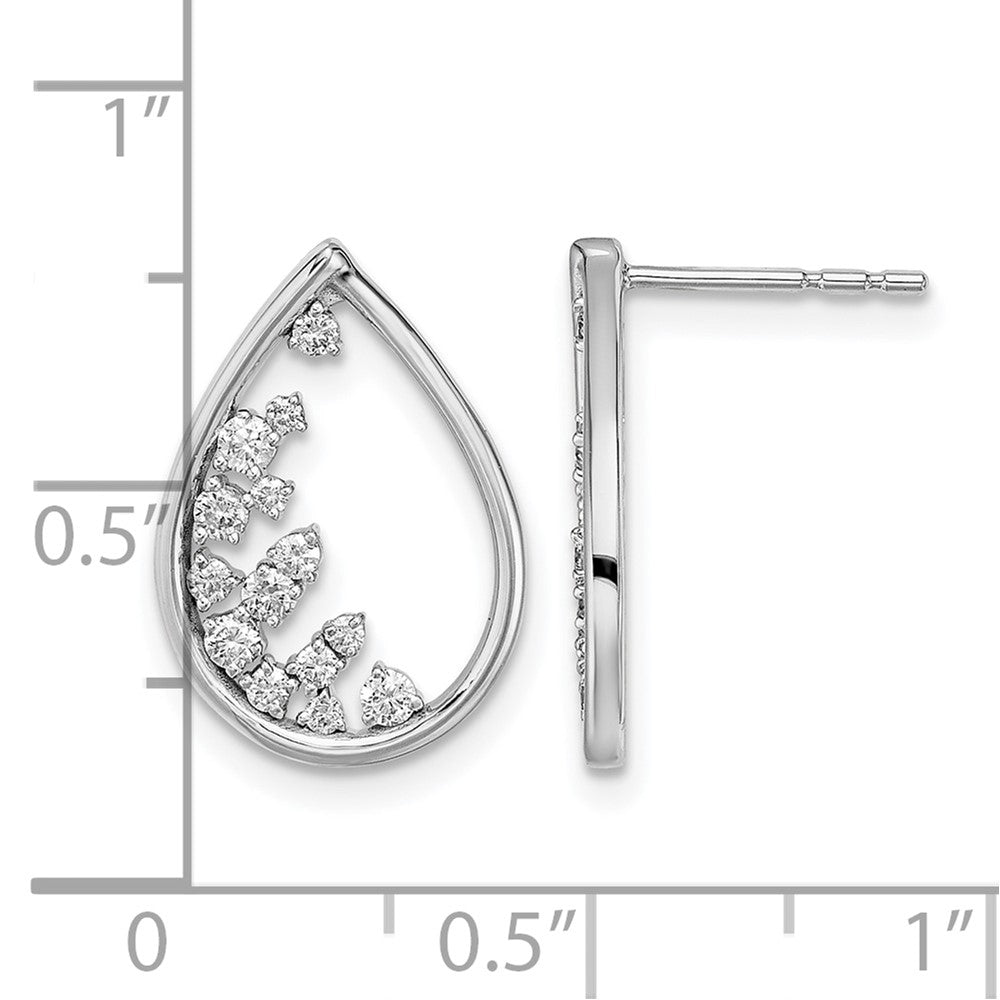 Ohrstecker Tropfenform poliert, 14K Weißgold