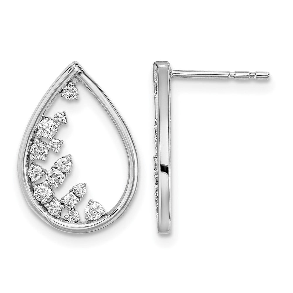 Ohrstecker Tropfenform poliert, 14K Weißgold