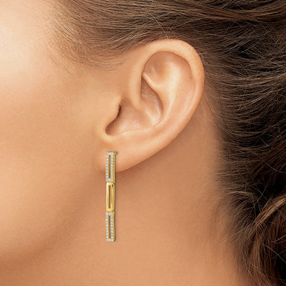 14K Gelbgold Ohrstecker mit 3 polierten Rechteck-Gliedern und Echtdiamanten