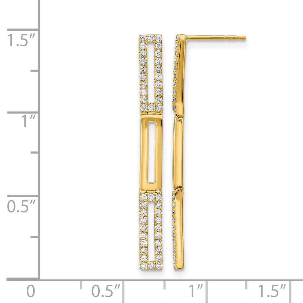 14K Gelbgold Ohrstecker mit 3 polierten Rechteck-Gliedern und Echtdiamanten
