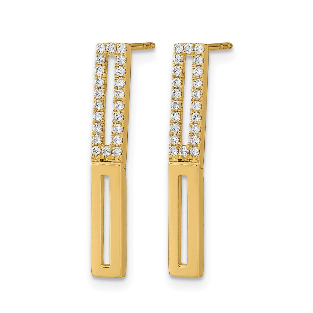 14K Gelbgold Ohrstecker mit 2 polierten rechteckigen Gliedern und echten Diamanten