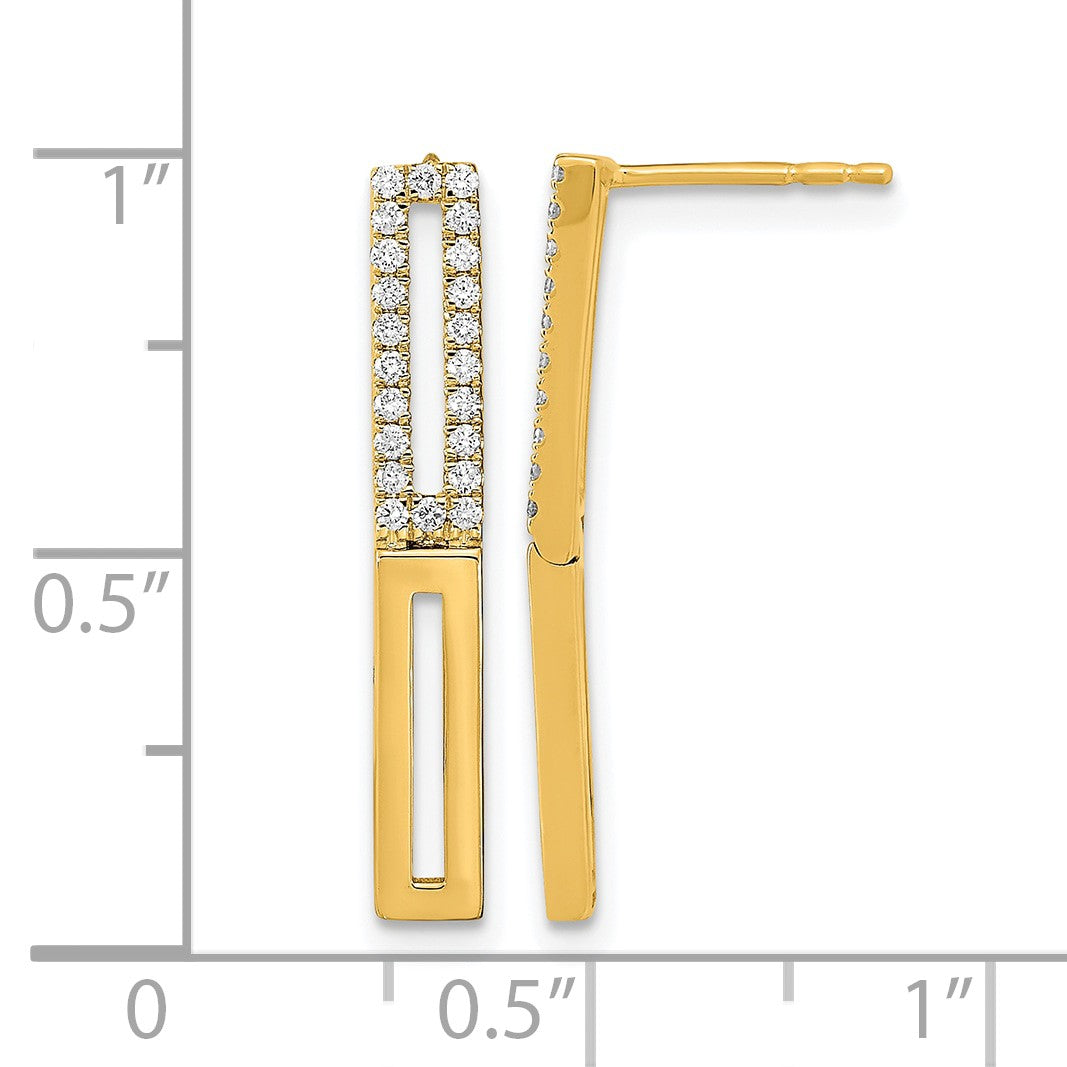14K Gelbgold Ohrstecker mit 2 polierten rechteckigen Gliedern und echten Diamanten