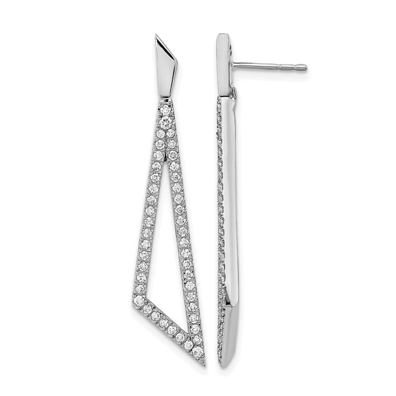 14K Weißgold Echtdiamant-Dreieck-Ohrstecker