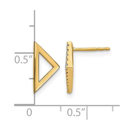 14K Gelbgold Ohrstecker, asymmetrisches Dreieck, poliert, mit echtem Diamant
