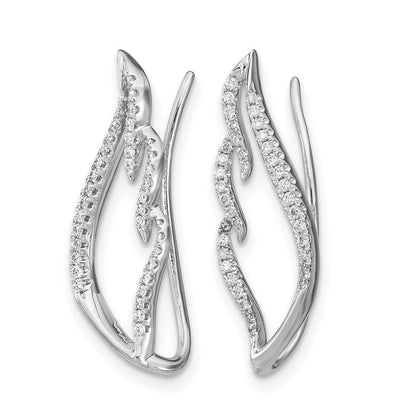 14K Weißgold Ohrklimmer mit echten Diamanten in Flügel-Design