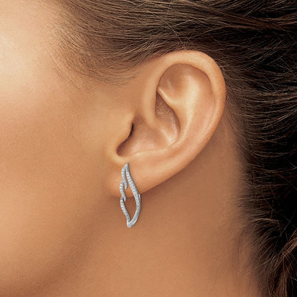 14K Weißgold Ohrklimmer mit echten Diamanten in Flügel-Design