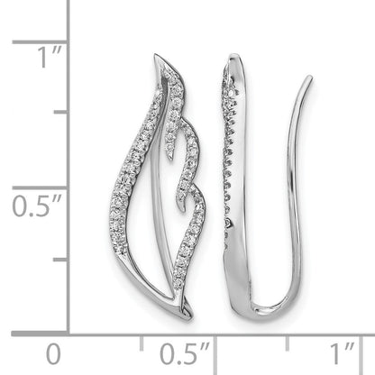 14K Weißgold Ohrklimmer mit echten Diamanten in Flügel-Design