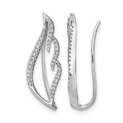 14K Weißgold Ohrklimmer mit echten Diamanten in Flügel-Design