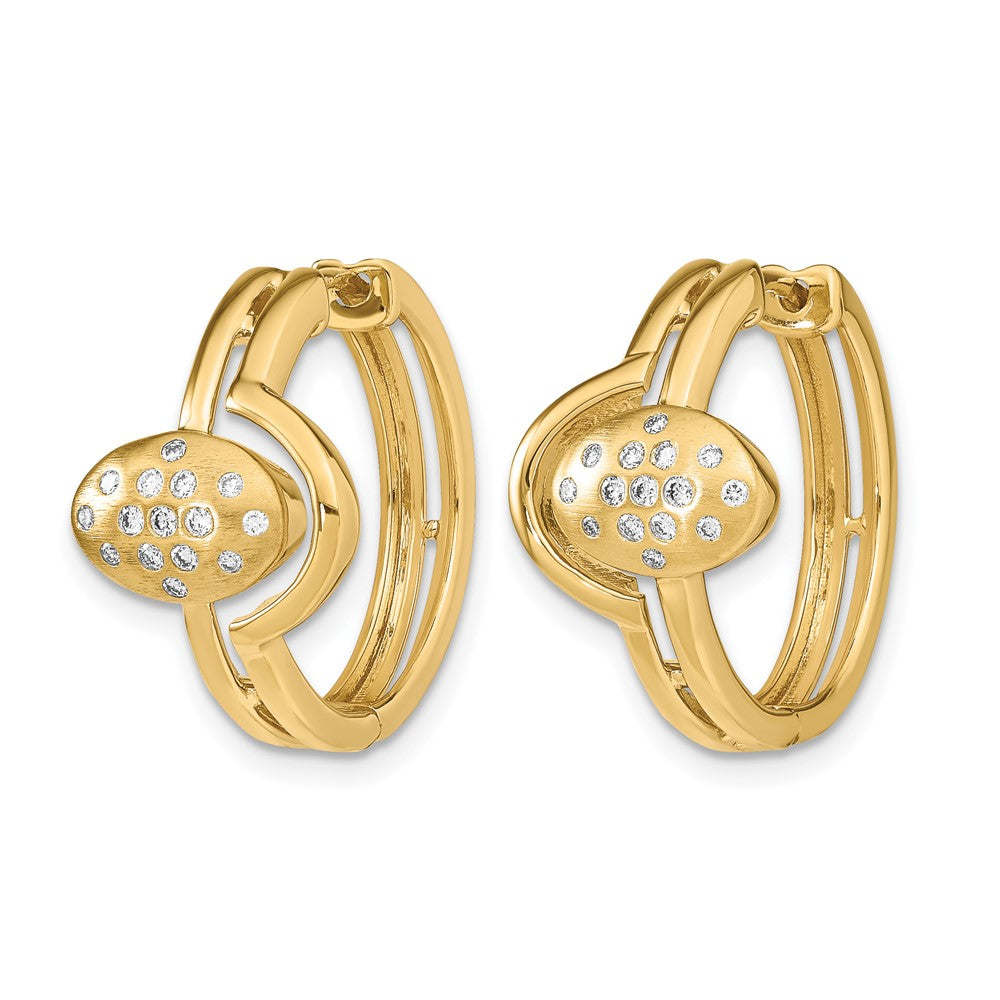 14K Gelbgold Diamant-Creolen mit Klappscharnier, satiniert/poliert
