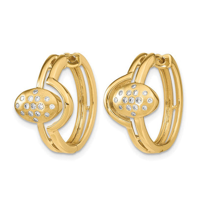 14K Gelbgold Diamant-Creolen mit Klappscharnier, satiniert/poliert