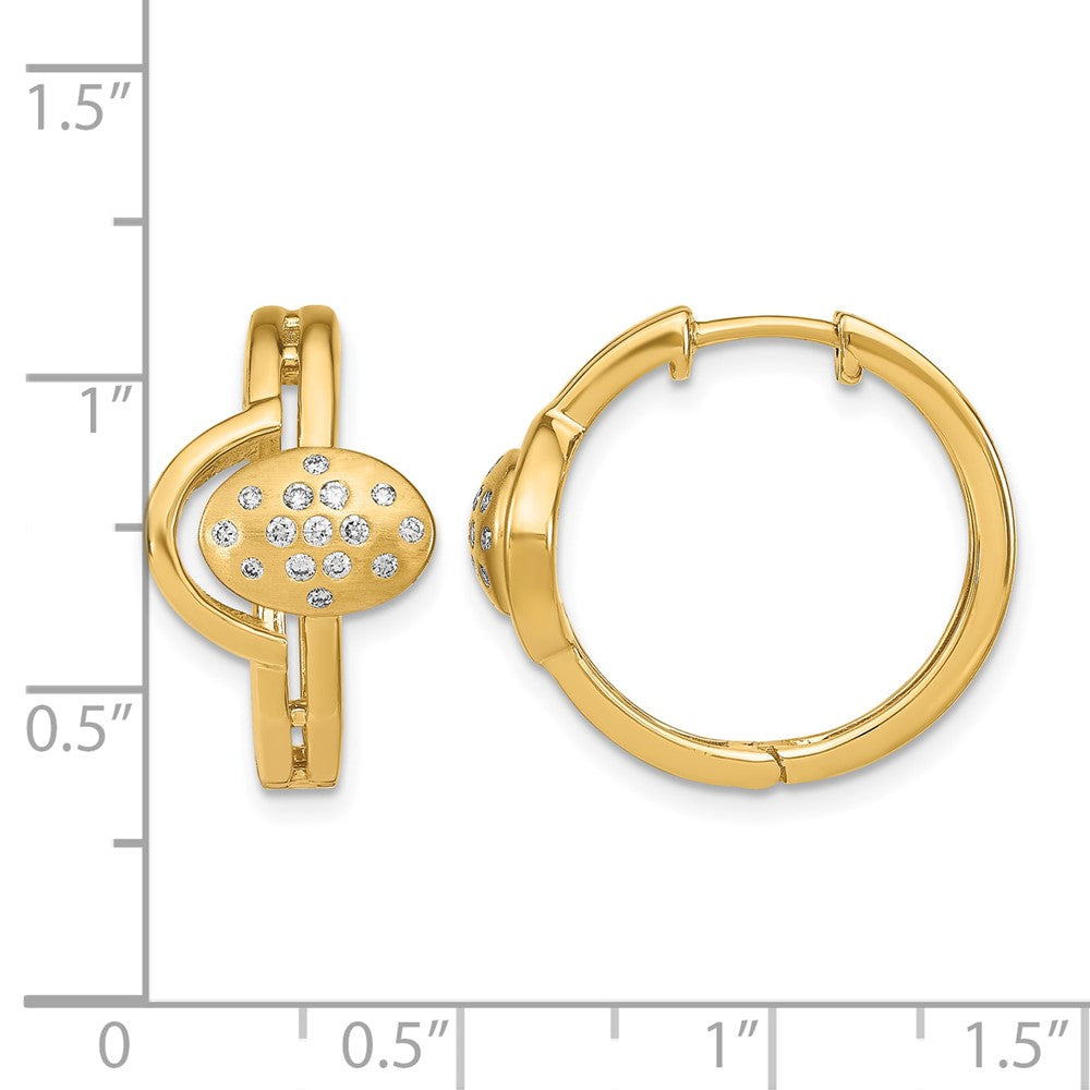 14K Gelbgold Diamant-Creolen mit Klappscharnier, satiniert/poliert