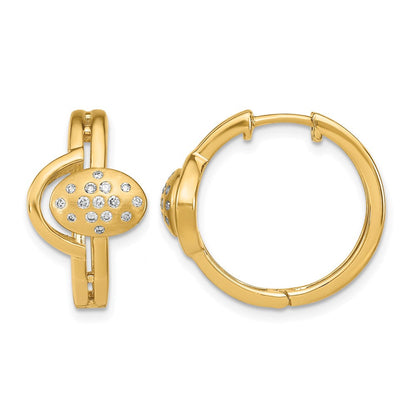 14K Gelbgold Diamant-Creolen mit Klappscharnier, satiniert/poliert