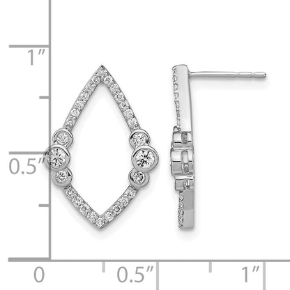 14K Weißgold Ohrstecker mit Diamanten, poliert, Tropfenform, Lünette gefasst