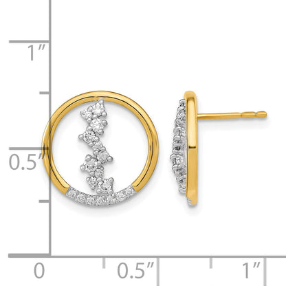 14K Gelbgold Polierte Echte Diamant-Kreis-Ohrhänger mit Steckverschluss