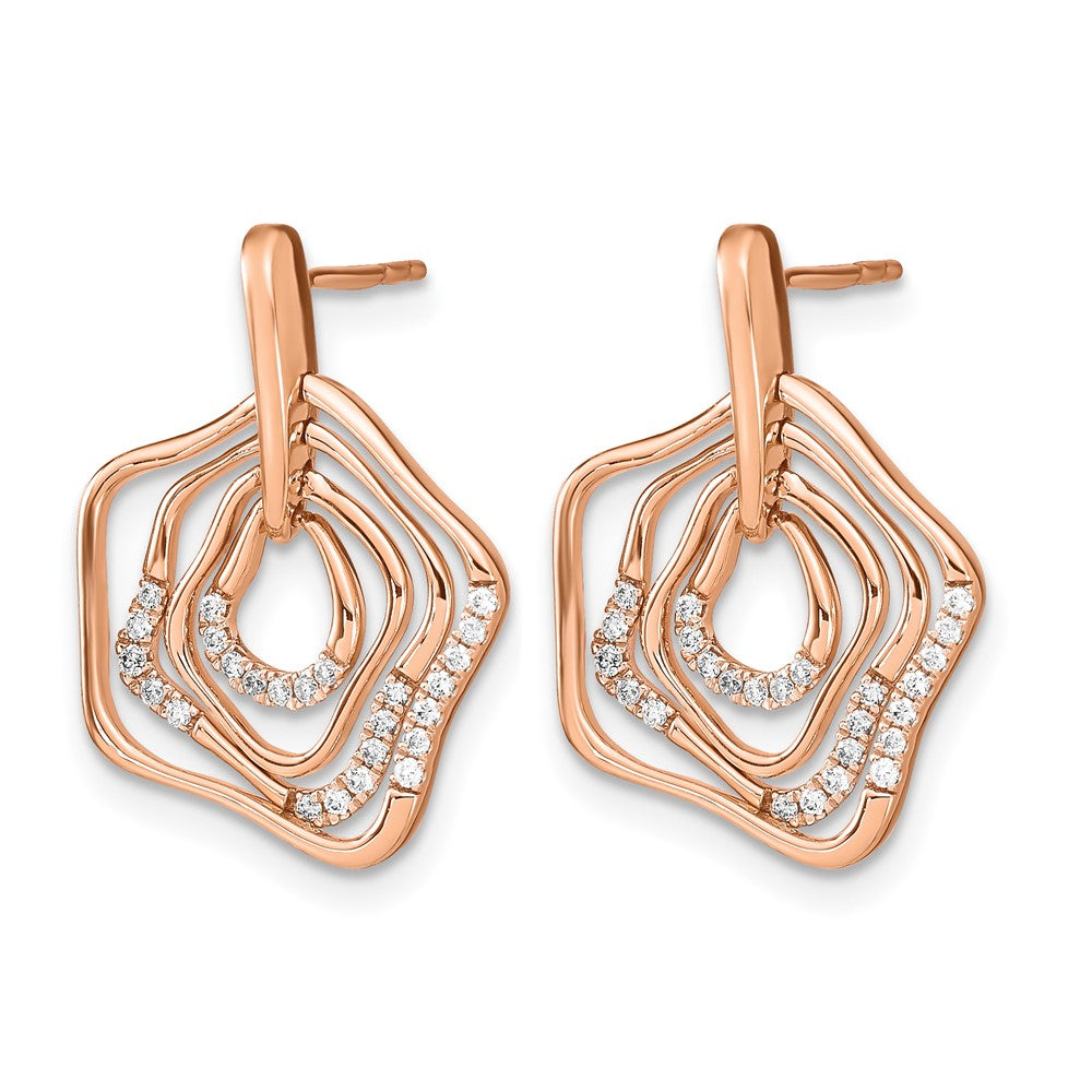 14K Roségold Polierte Echte Diamant-Ohrstecker mit Schnörkel-Design