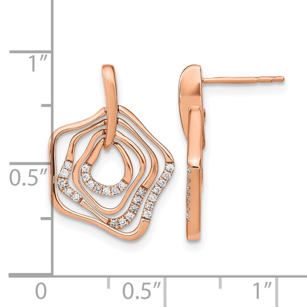 14K Roségold Polierte Echte Diamant-Ohrstecker mit Schnörkel-Design
