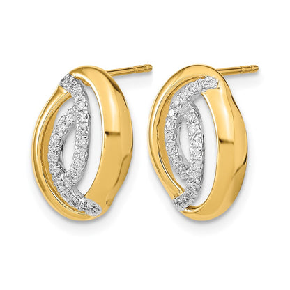 14K Gelbgold Diamant-Ohrstecker, oval, poliert