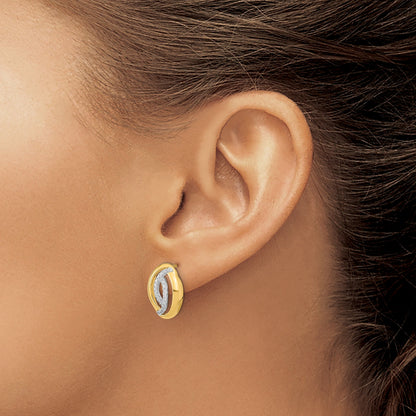14K Gelbgold Diamant-Ohrstecker, oval, poliert