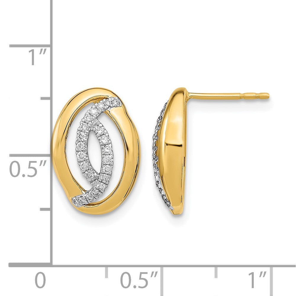14K Gelbgold Diamant-Ohrstecker, oval, poliert