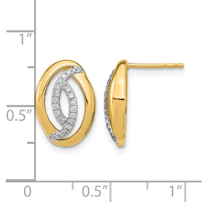 14K Gelbgold Diamant-Ohrstecker, oval, poliert
