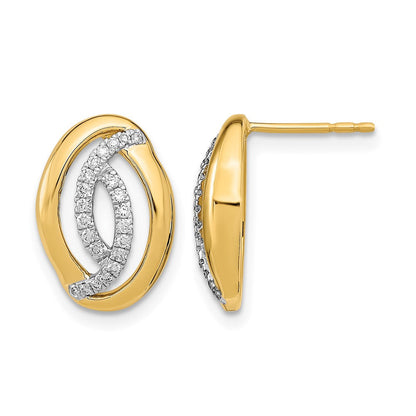 14K Gelbgold Diamant-Ohrstecker, oval, poliert